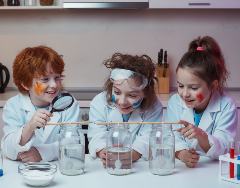 science experiments kids, salt crystals at home